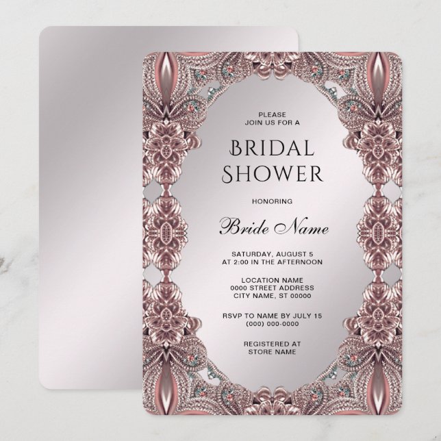 Pink Ornamental Bridal Shower Invitation (Front/Back)