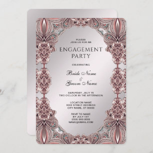 Pink Ornamental Engagement Invitation
