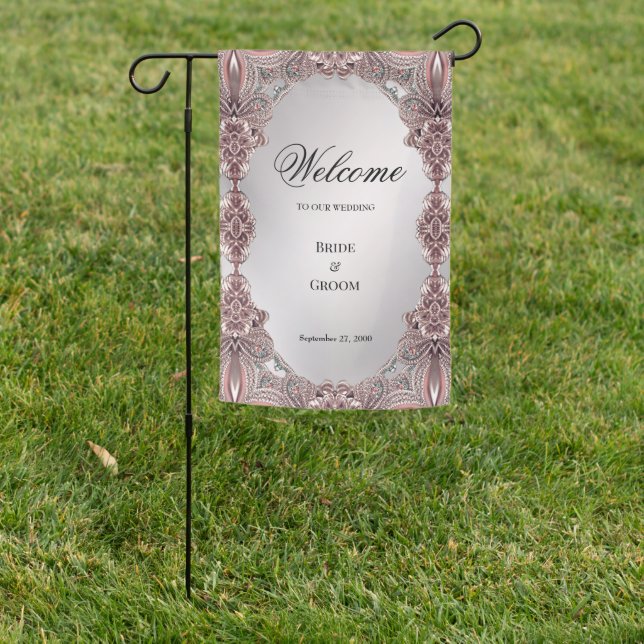 Pink Ornamental Garden Flag (In SItu)