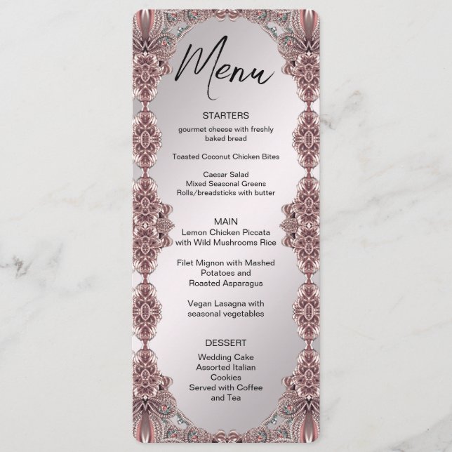 Pink Ornamental Menu (Front)