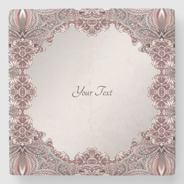 Pink Ornamental Stone Coaster (Front)