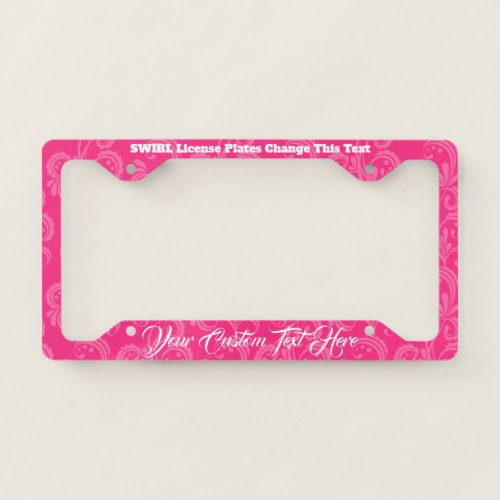 Pink Ornamental Swirl Classic Bling Lady License Plate Frame