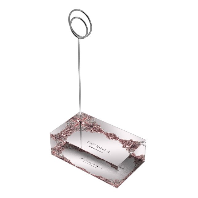 Pink Ornamental Table Card Holder (Corner)