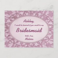 Pink Ornamental - Will You Be My Bridesmaid? Invitation Postcard