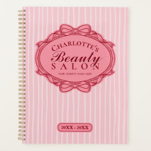 Pink Ornate Bow Frame Beauty Salon Appointment Planner