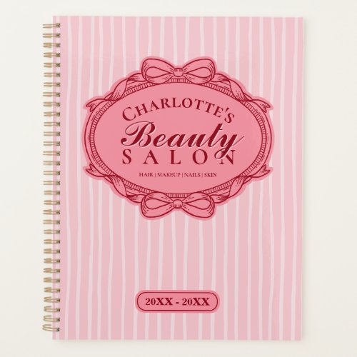 Pink Ornate Bow Frame Beauty Salon Appointment Planner