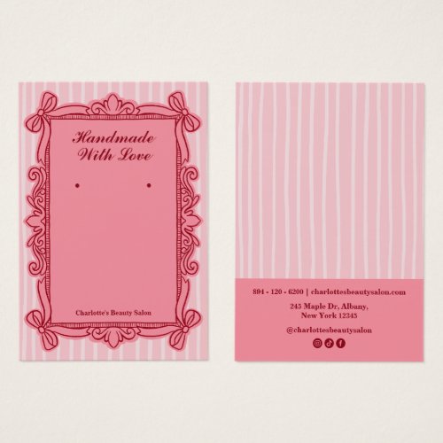 Pink Ornate Bow Frame Earring Display Cards