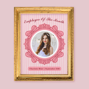 Pink Ornate Bow Frame Employee of the Month Award