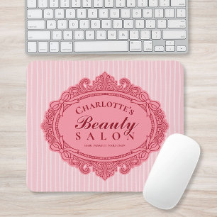 Pink Ornate Bow Frame Salon Mouse Pad