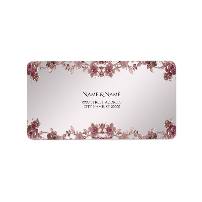 Pink Ornate Floral Address Label (Front)
