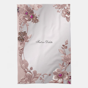 Pink Ornate Floral Kitchen Towels