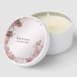 Pink Ornate Floral Mini Candle Favors