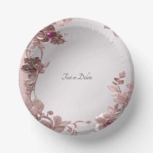 Pink Ornate Floral Paper Bowls (Front)