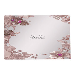 Pink Ornate Floral Paper Placemat