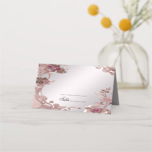 Pink Ornate Floral Place Card