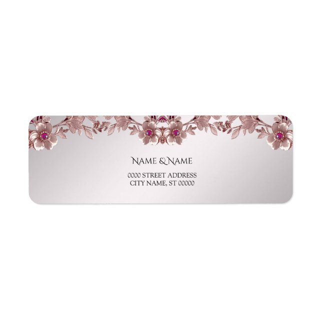 Pink Ornate Floral Return Address Label (Front)