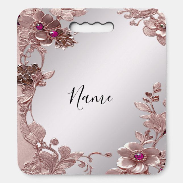 Pink Ornate Floral Stadium Seat Cushion (Front Vertical)