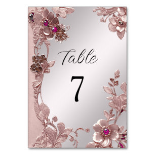 Pink Ornate Floral Table Number