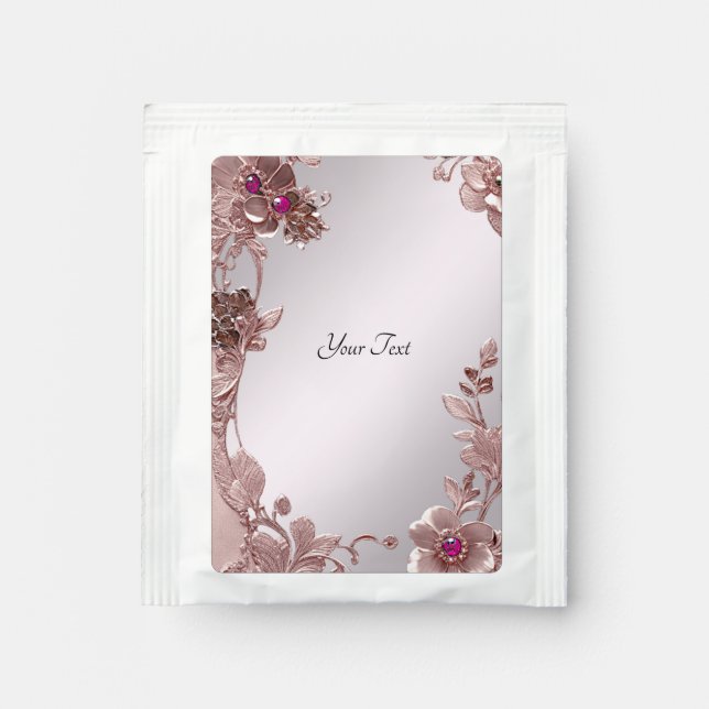 Pink Ornate Floral Tea Bag Drink Mix (Front)