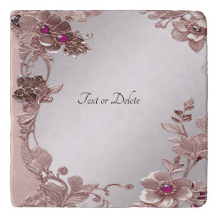 Pink Ornate Floral Trivet