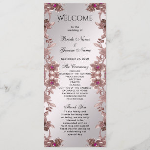 Pink Ornate Floral Wedding Program