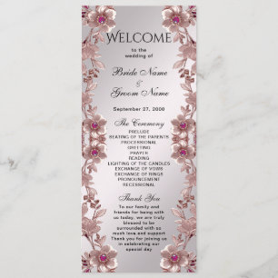 Pink Ornate Floral Wedding Program