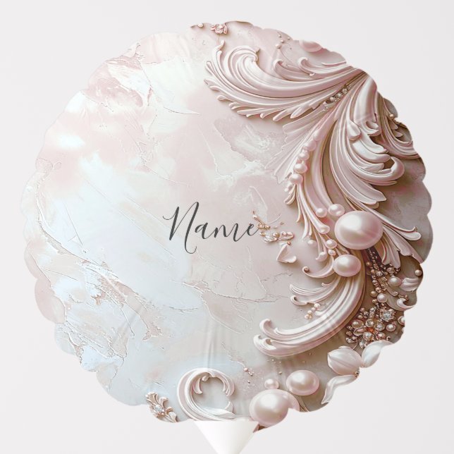 Pink Ornate Pearl and Floral Balloon (Front)