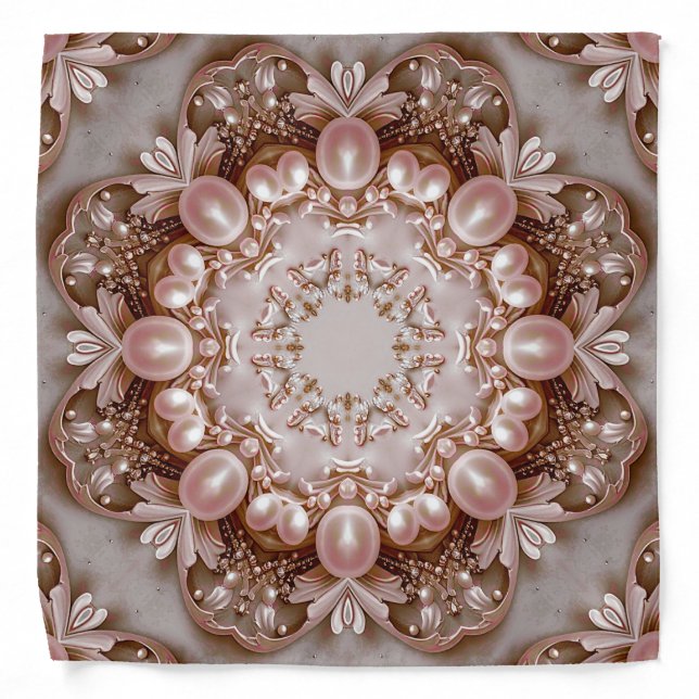 Pink Ornate Pearl and Floral Bandana (Front)
