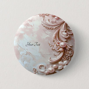 Pink Ornate Pearl and Floral Button
