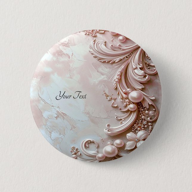 Pink Ornate Pearl and Floral Button (Front)