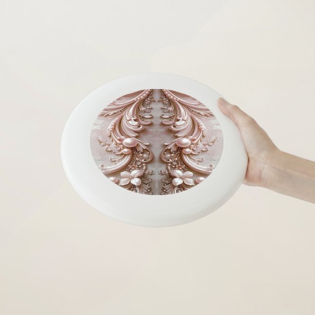 Pink Ornate Pearl and Floral Frisbee (In Hand)