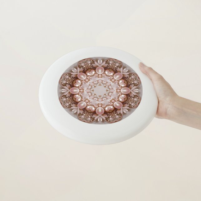 Pink Ornate Pearl and Floral Frisbee (In Hand)