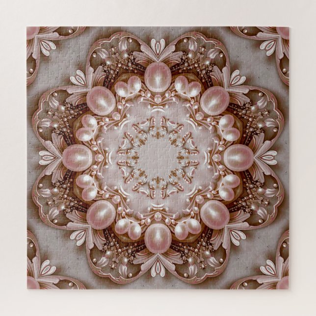 Pink Ornate Pearl and Floral Jigsaw Puzzle (Vertical)