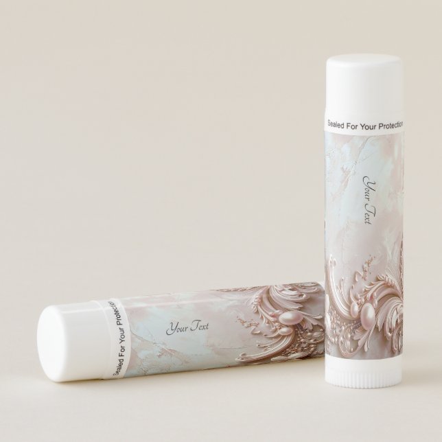 Pink Ornate Pearl and Floral Lip Balm (Front)