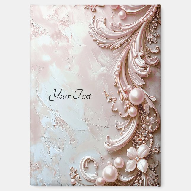 Pink Ornate Pearl and Floral Magnet (Front)