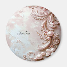 Pink Ornate Pearl and Floral Magnet