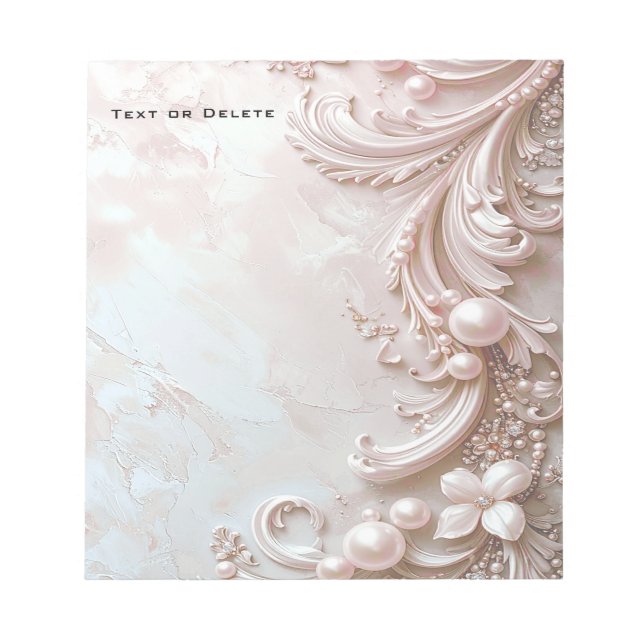 Pink Ornate Pearl and Floral Notepad (Front)