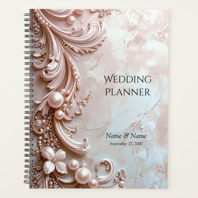 Pink Ornate Pearl and Floral Planner (Front)