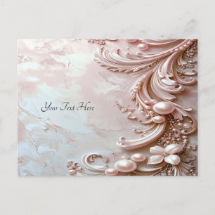 Pink Ornate Pearl and Floral Postcard