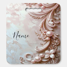 Pink Ornate Pearl and Floral Stadium Seat Cushion