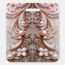 Pink Ornate Pearl and Floral Stadium Seat Cushion