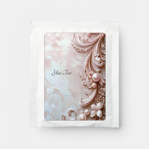 Pink Ornate Pearl and Floral Tea Bag Drink Mix
