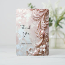 Pink Ornate Pearl and Floral Thank You Card