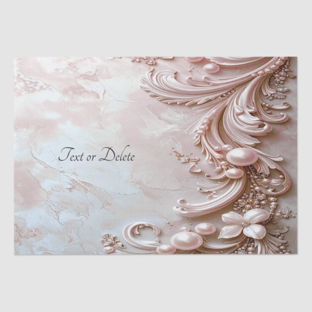 Pink Ornate Pearl and Floral Tissue Paper (Front)
