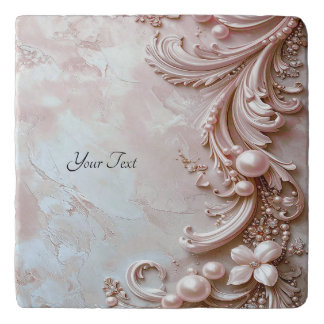 Pink Ornate Pearl and Floral Trivet