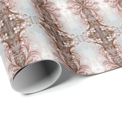 Pink Ornate Pearl and Floral Wrapping Paper