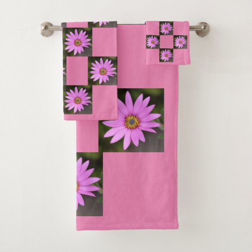 Pink Osteospermum Bath Towel Set