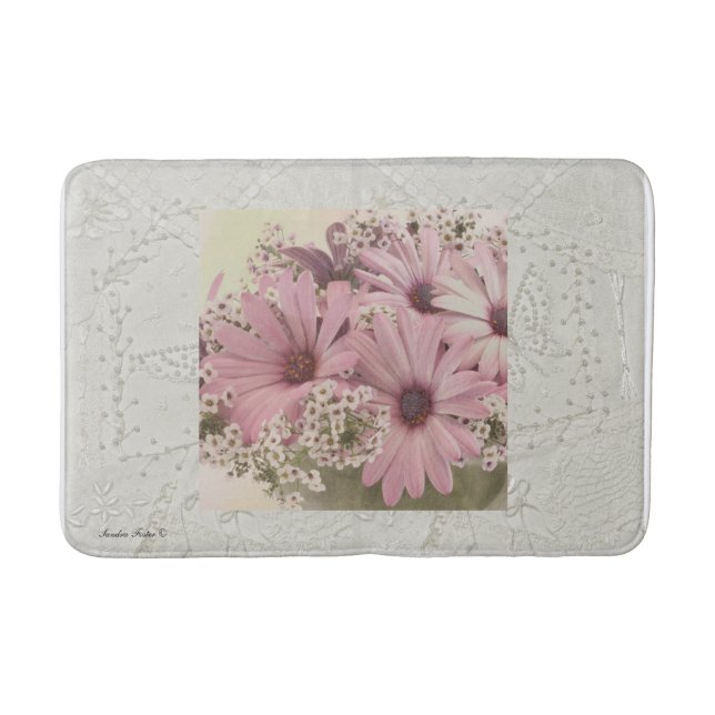 Pink Osteospernum Bath Mat (Front)