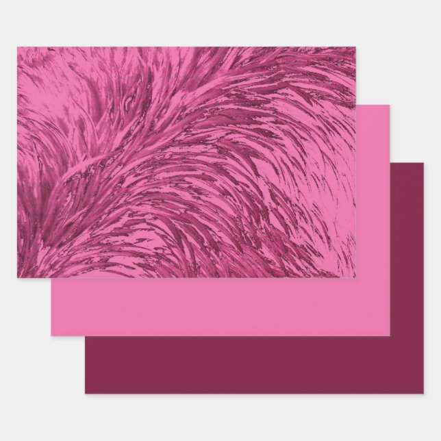 Pink Ostrich feather design Wrapping Paper Sheets (Set)