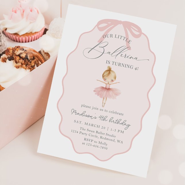 Pink Our Little Ballerina Ballet Birthday Party Invitation (Creator Uploaded)